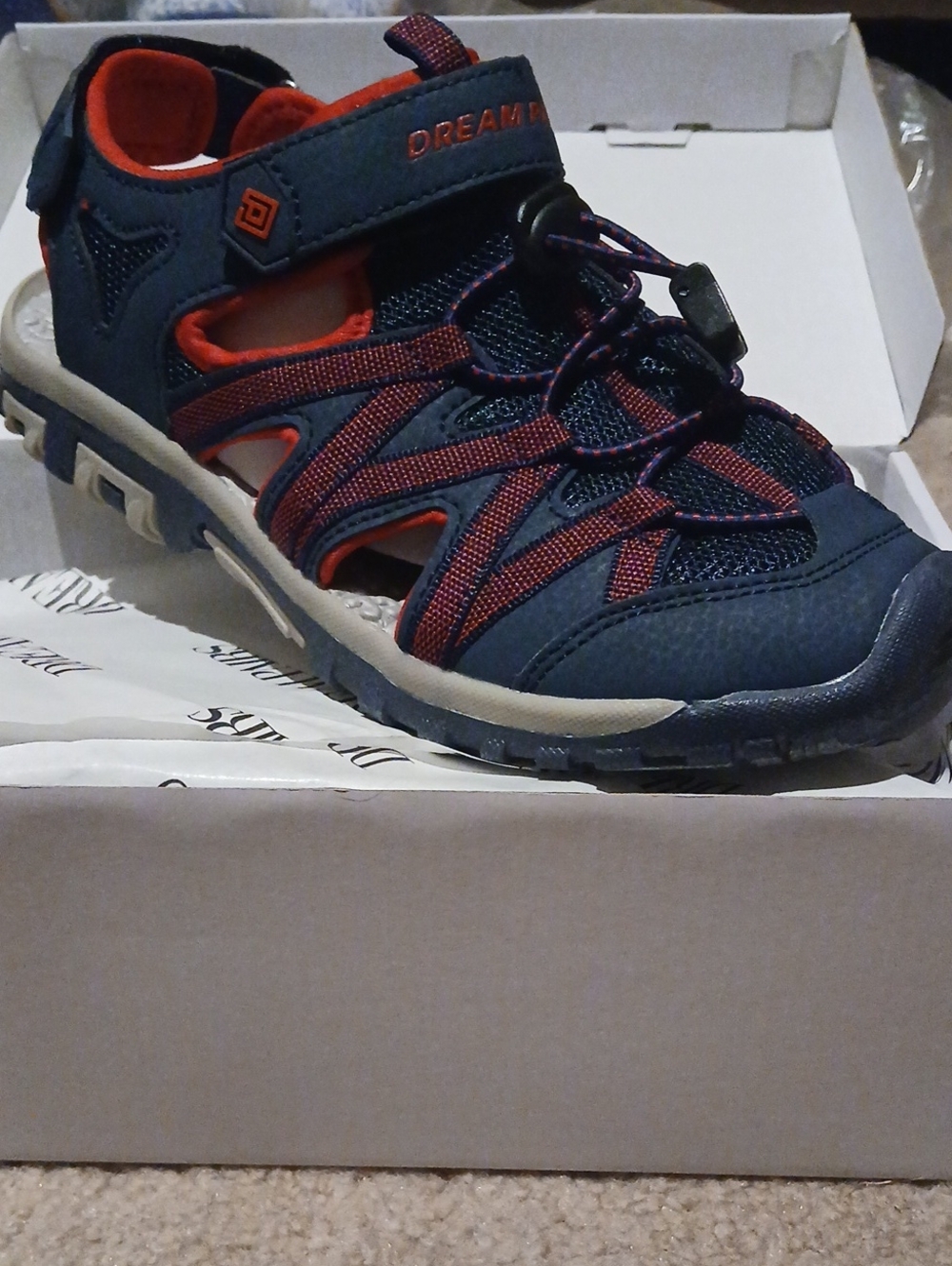 Dream Pairs Navy and Red Kids Outdoor Sandal
